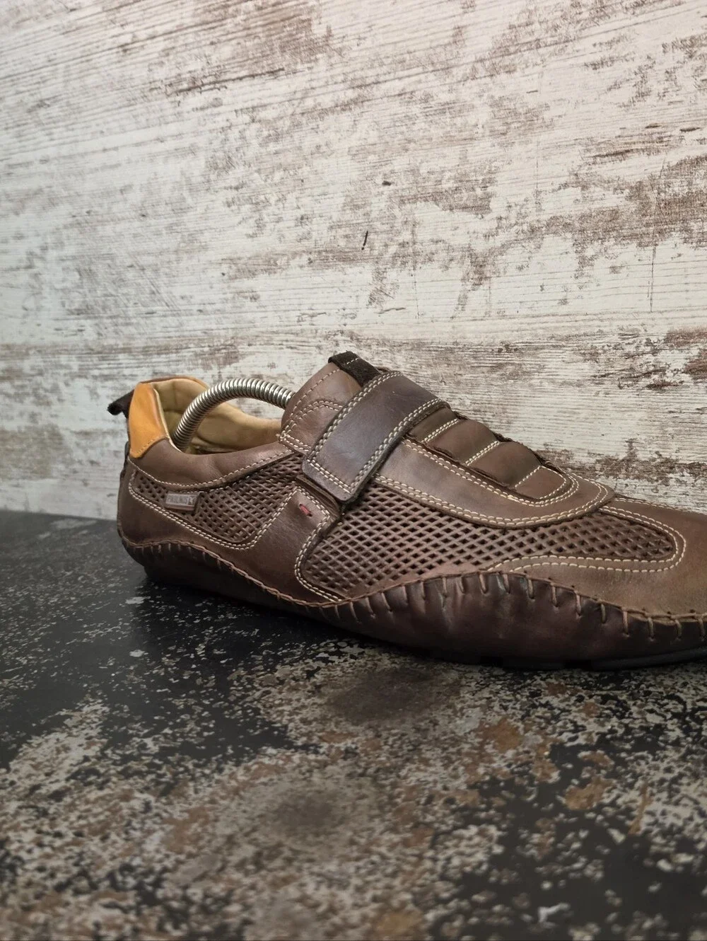 Mens Pikilinos Driving Loafers Shoes Sz 10 44 M Used Brown Perforated Leather